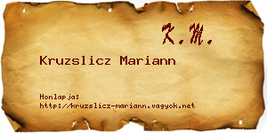 Kruzslicz Mariann névjegykártya