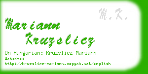 mariann kruzslicz business card